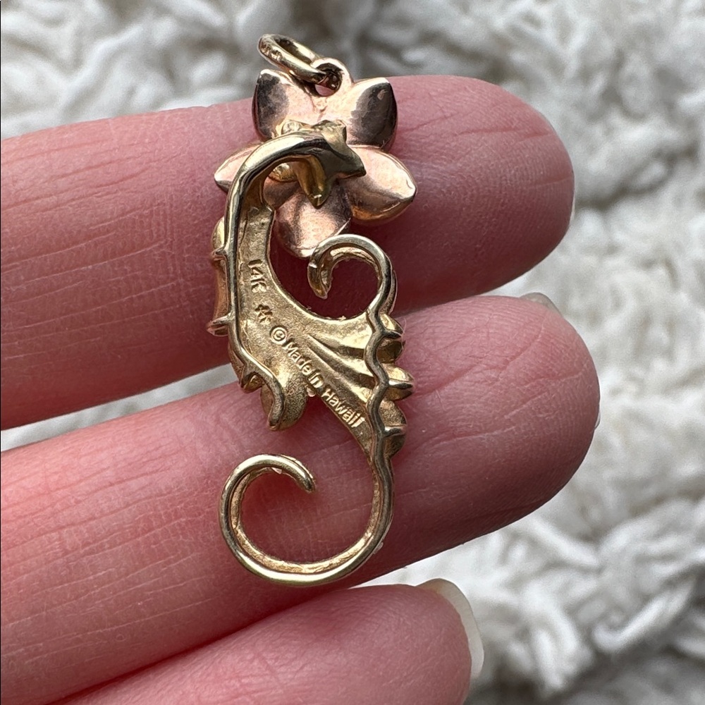 14K Plumeria Diamond Pendant - Picture 3 of 4